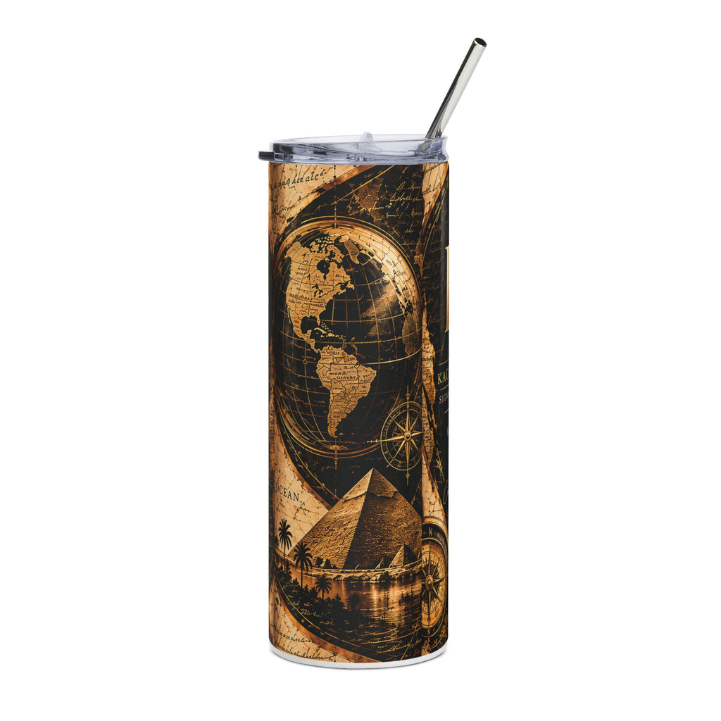 20oz Stainless Steel Tumbler – Vintage Travel & Adventure Globe Design