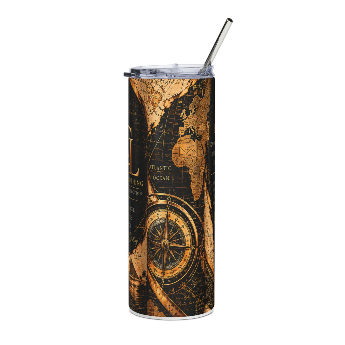 20oz Stainless Steel Tumbler – Vintage Travel & Adventure Globe Design
