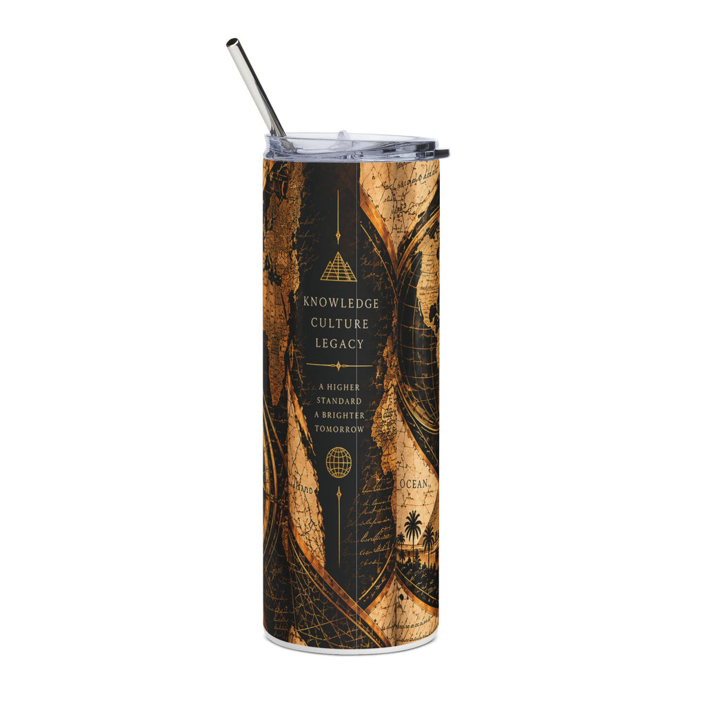 20oz Stainless Steel Tumbler – Vintage Travel & Adventure Globe Design